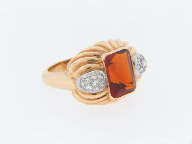 18K-YG MADEIRA CITRINE AND DIAMOND RING