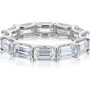 18kt White Gold East to West Emerald Cut Diamond Eternity Band, 5.05TCW