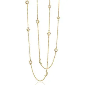 18KT Yellow Gold 47" Sun, Moon, and Stars Necklace with Opal
