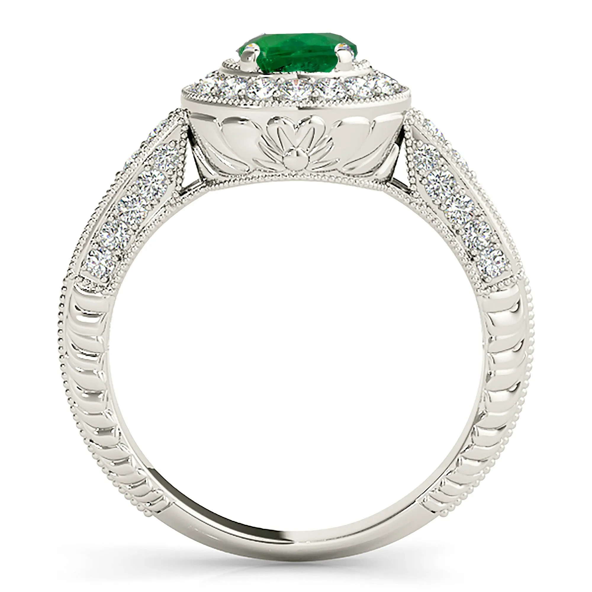 2.00 ct. Genuine Emerald Vintage Inspired Halo Ring