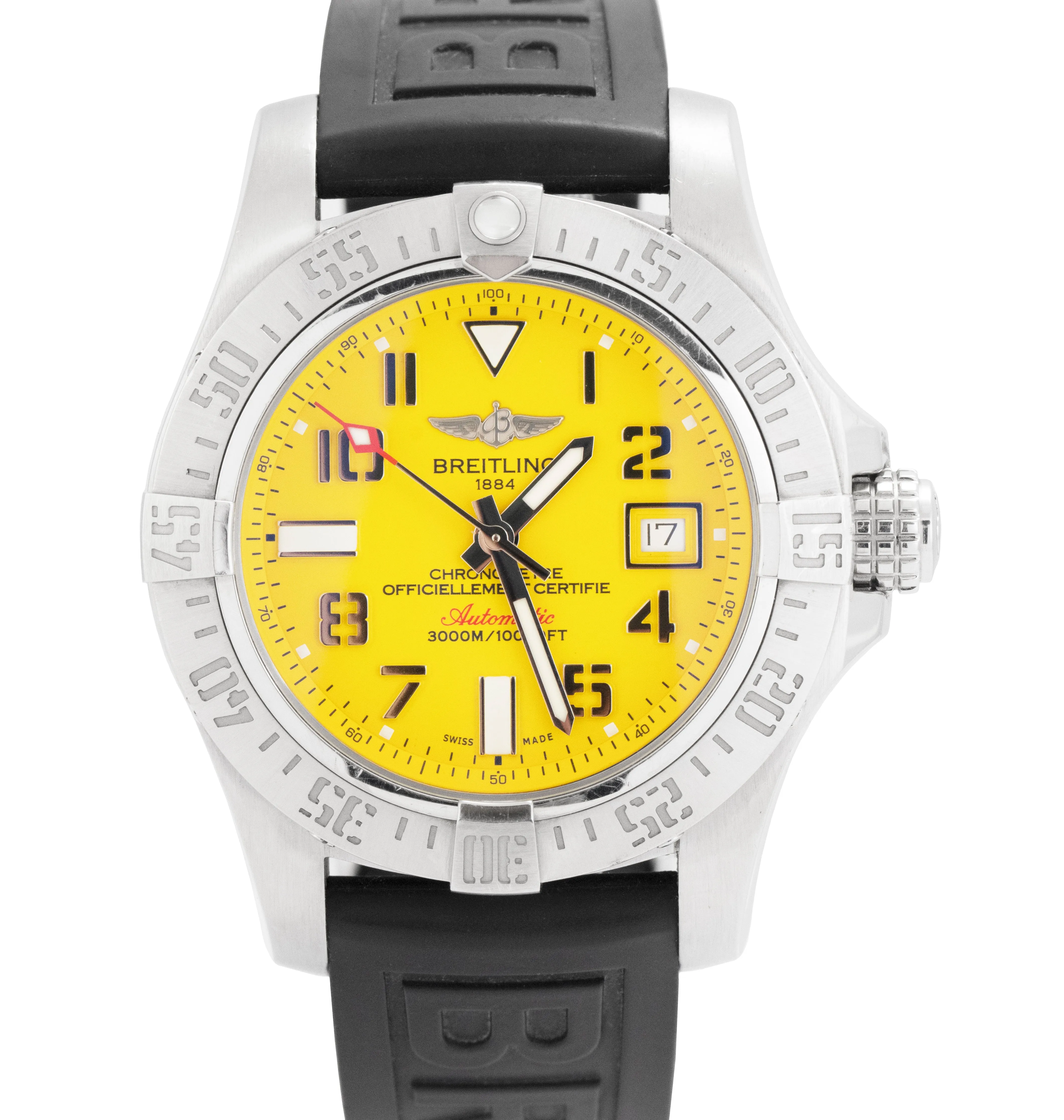 2018 Breitling Avenger II Seawolf Yellow 45mm Automatic Steel Date Watch A17331