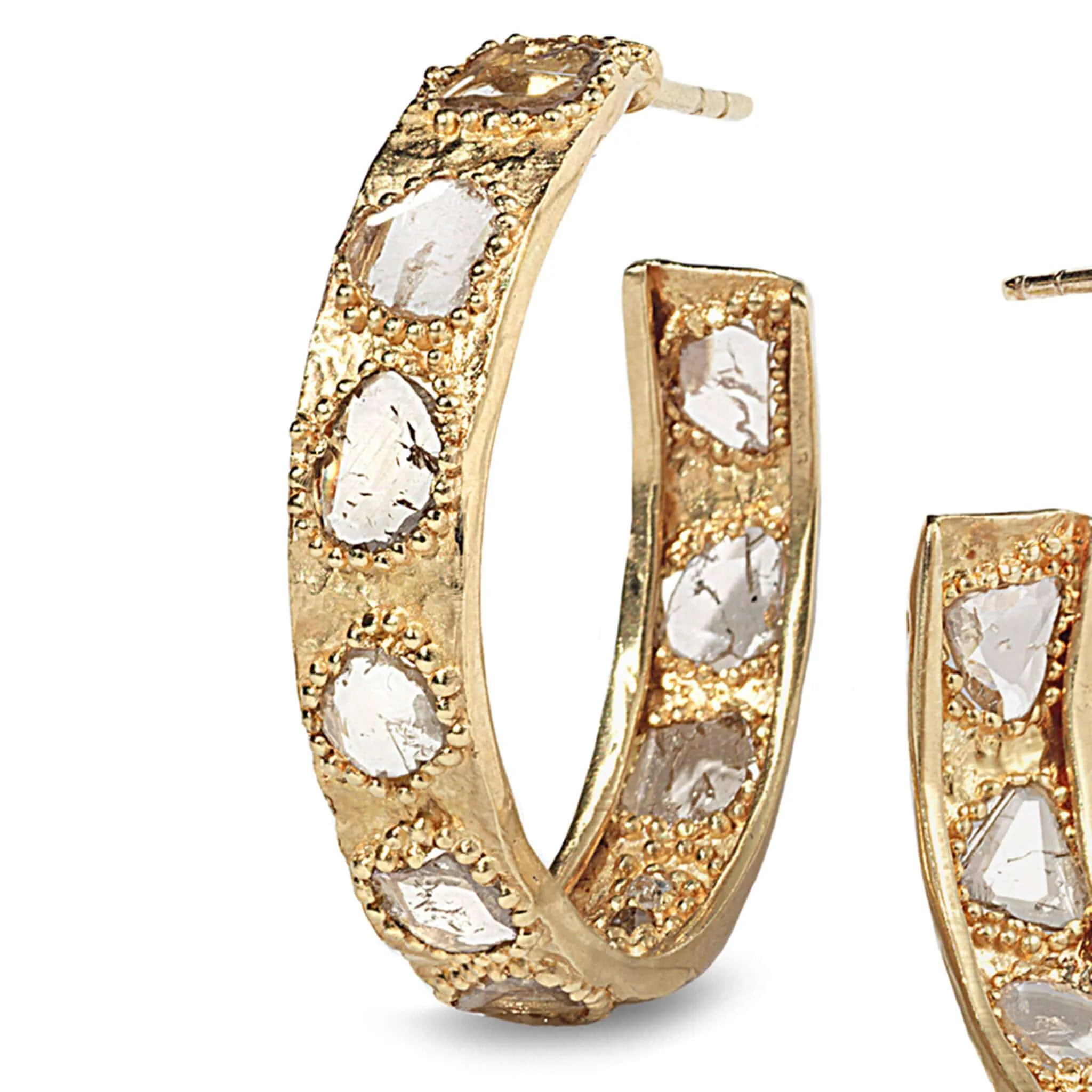 20K Luminosity Diamond Slice Hoop Earrings