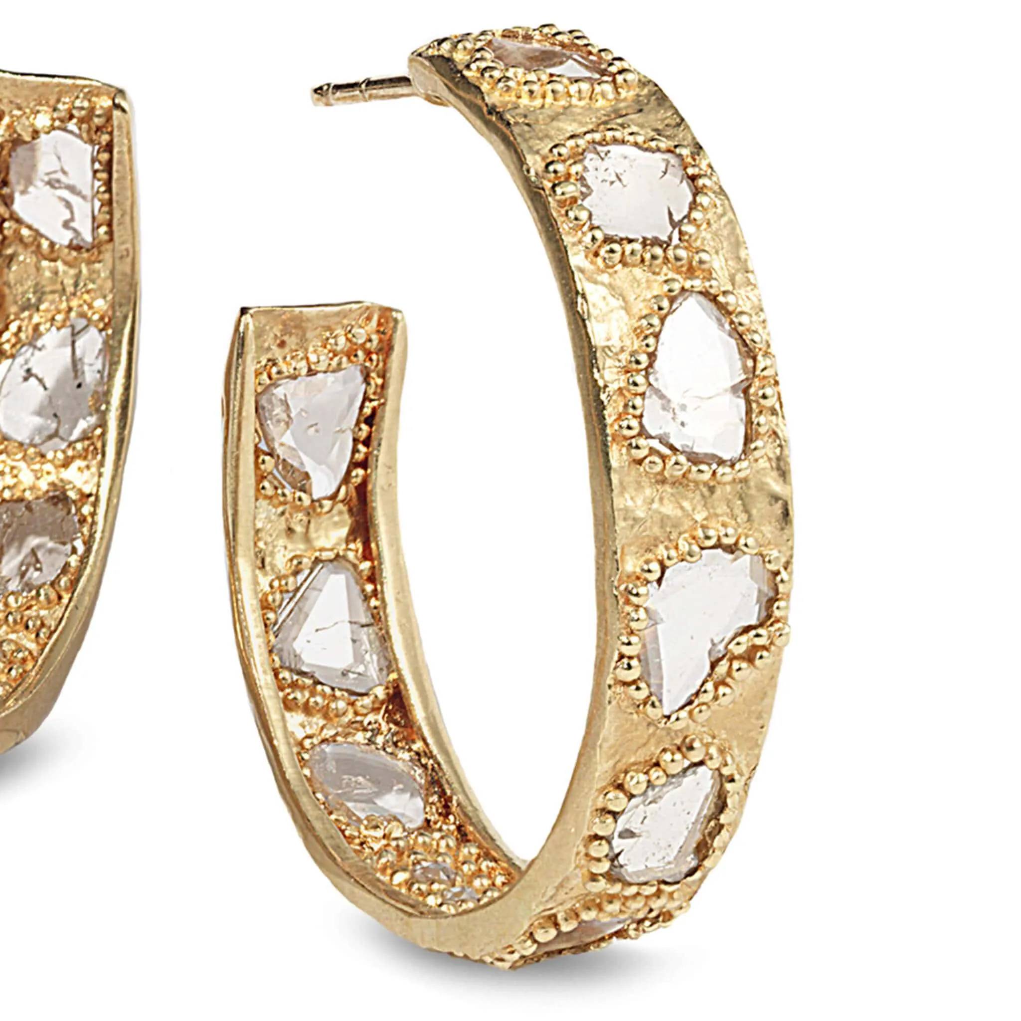 20K Luminosity Diamond Slice Hoop Earrings