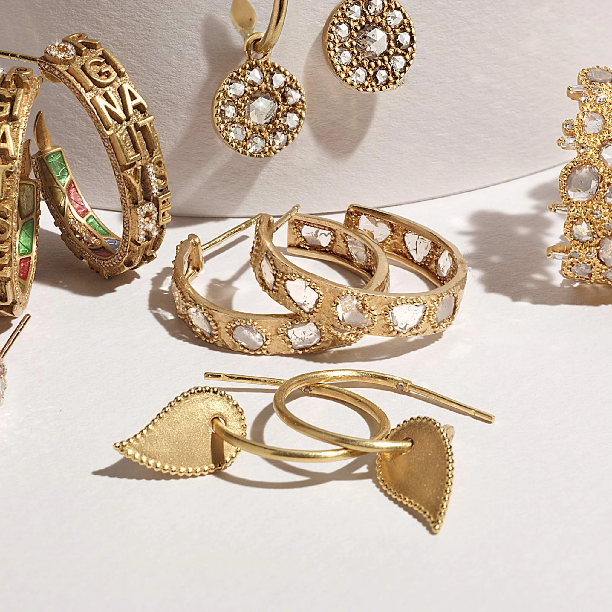 20K Luminosity Diamond Slice Hoop Earrings