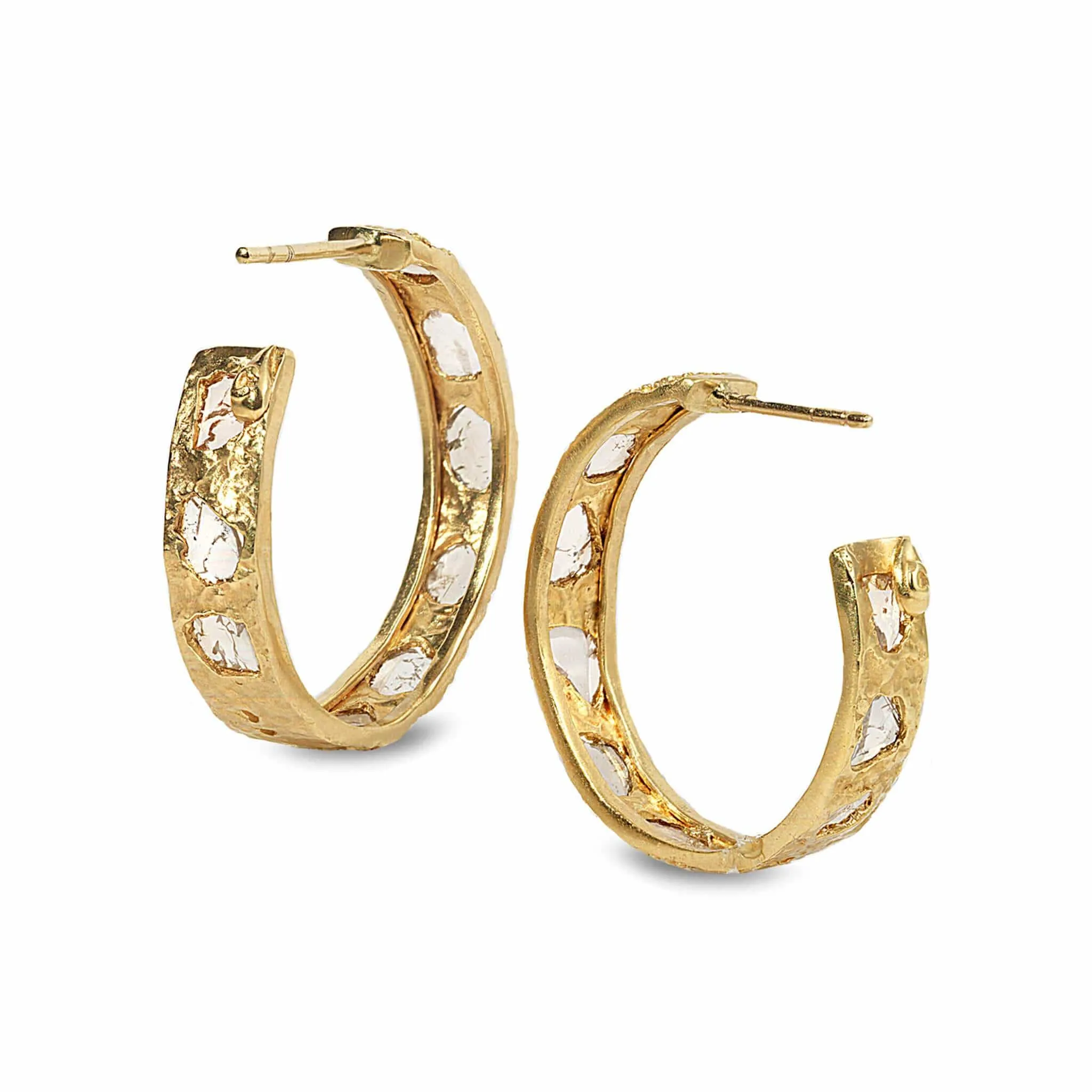 20K Luminosity Diamond Slice Hoop Earrings