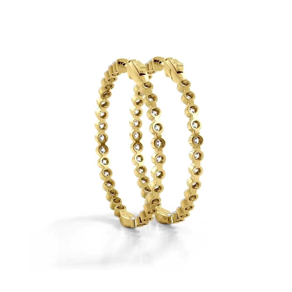 2.5 ct. Floating Diamond Large Hoop Earrings