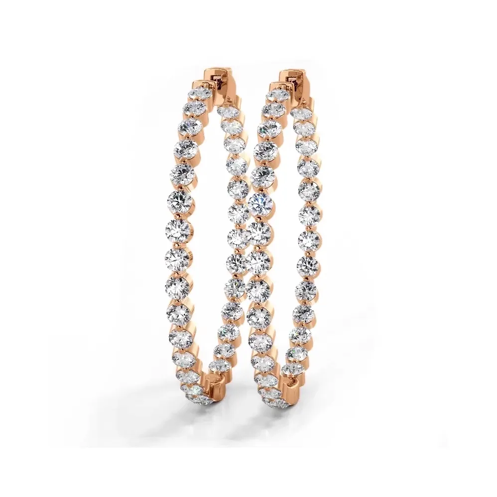 2.5 ct. Floating Diamond Large Hoop Earrings