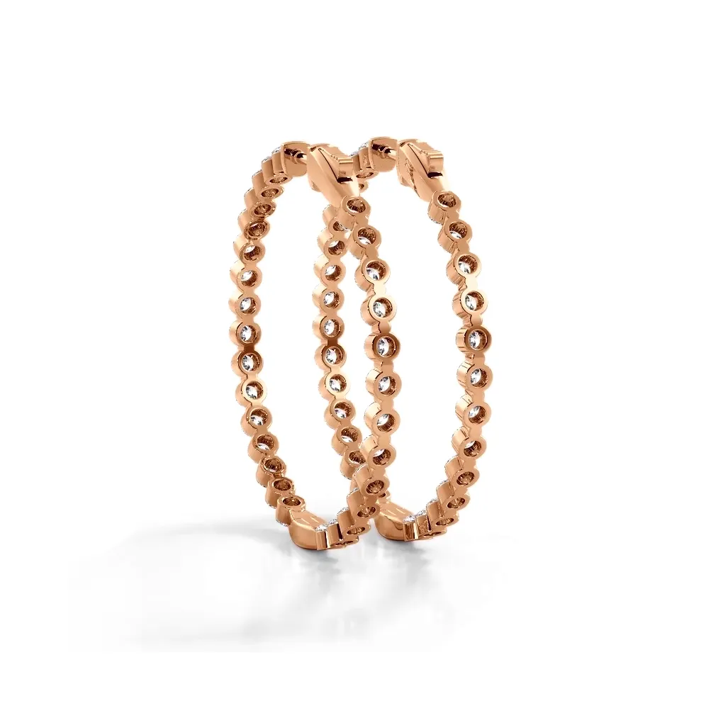 2.5 ct. Floating Diamond Large Hoop Earrings