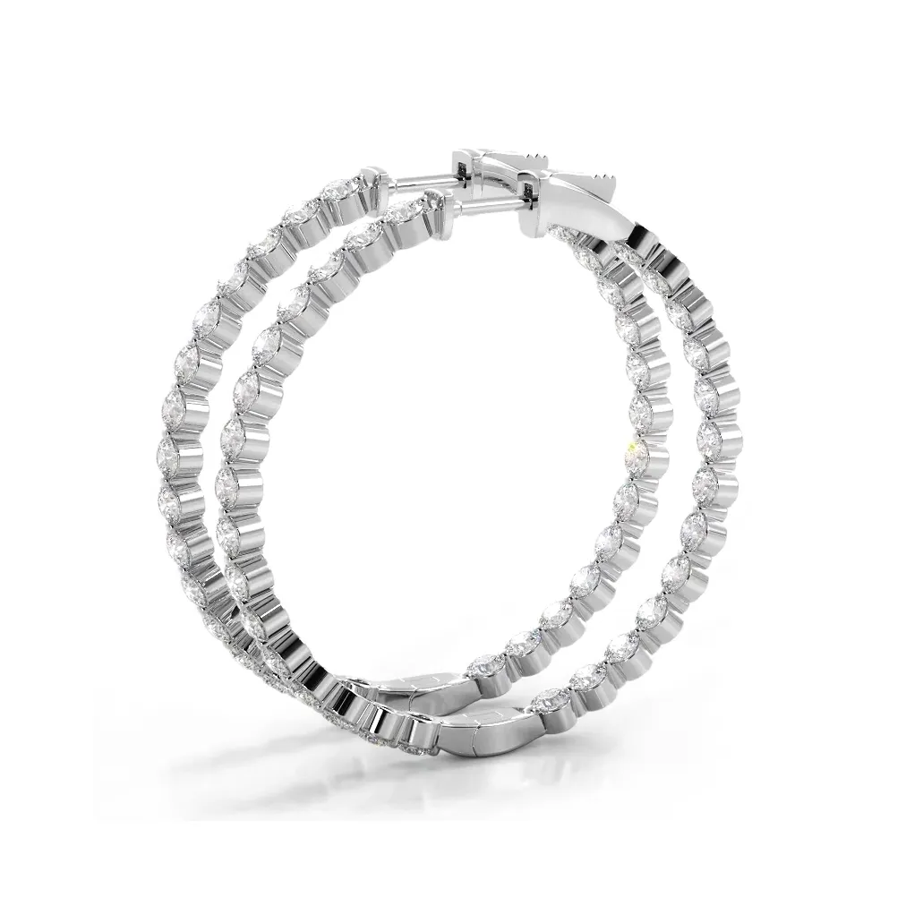 2.5 ct. Floating Diamond Large Hoop Earrings