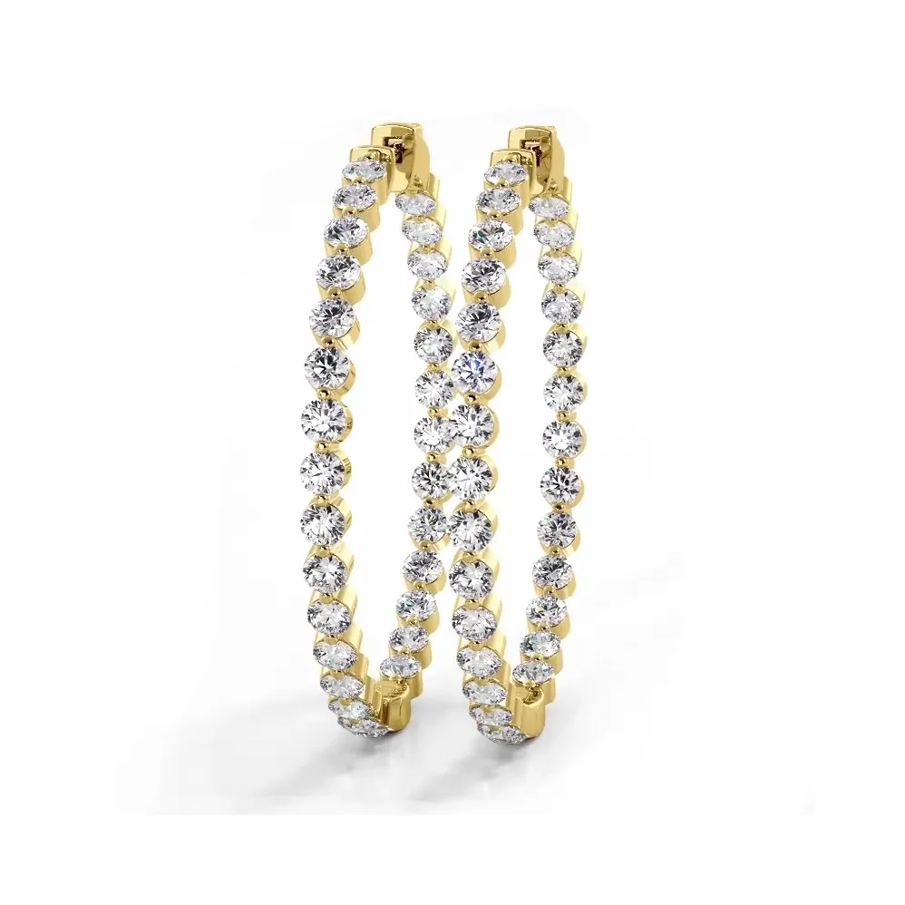 2.5 ct. Floating Diamond Large Hoop Earrings
