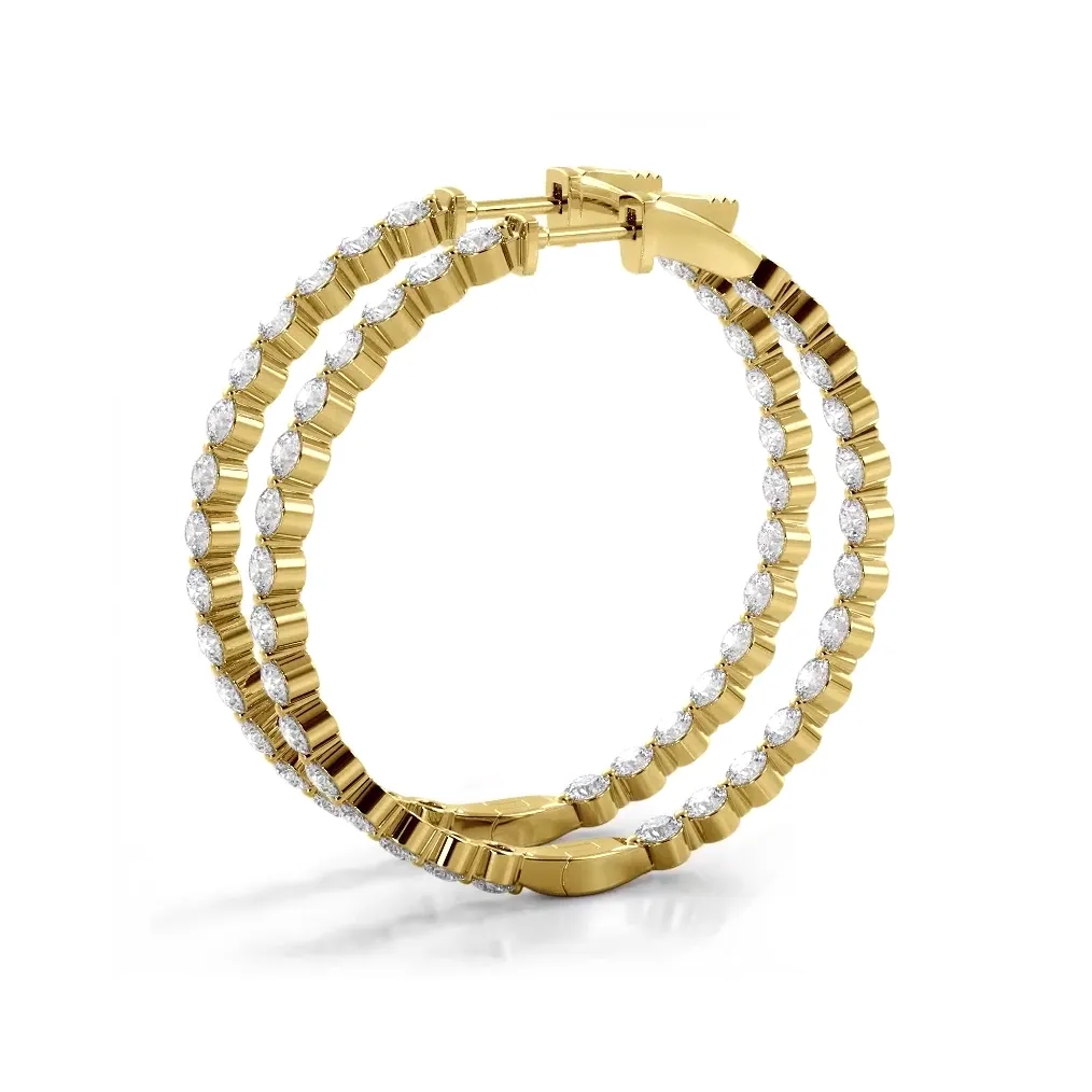 2.5 ct. Floating Diamond Large Hoop Earrings