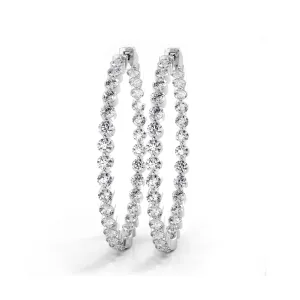 2.5 ct. Floating Diamond Large Hoop Earrings