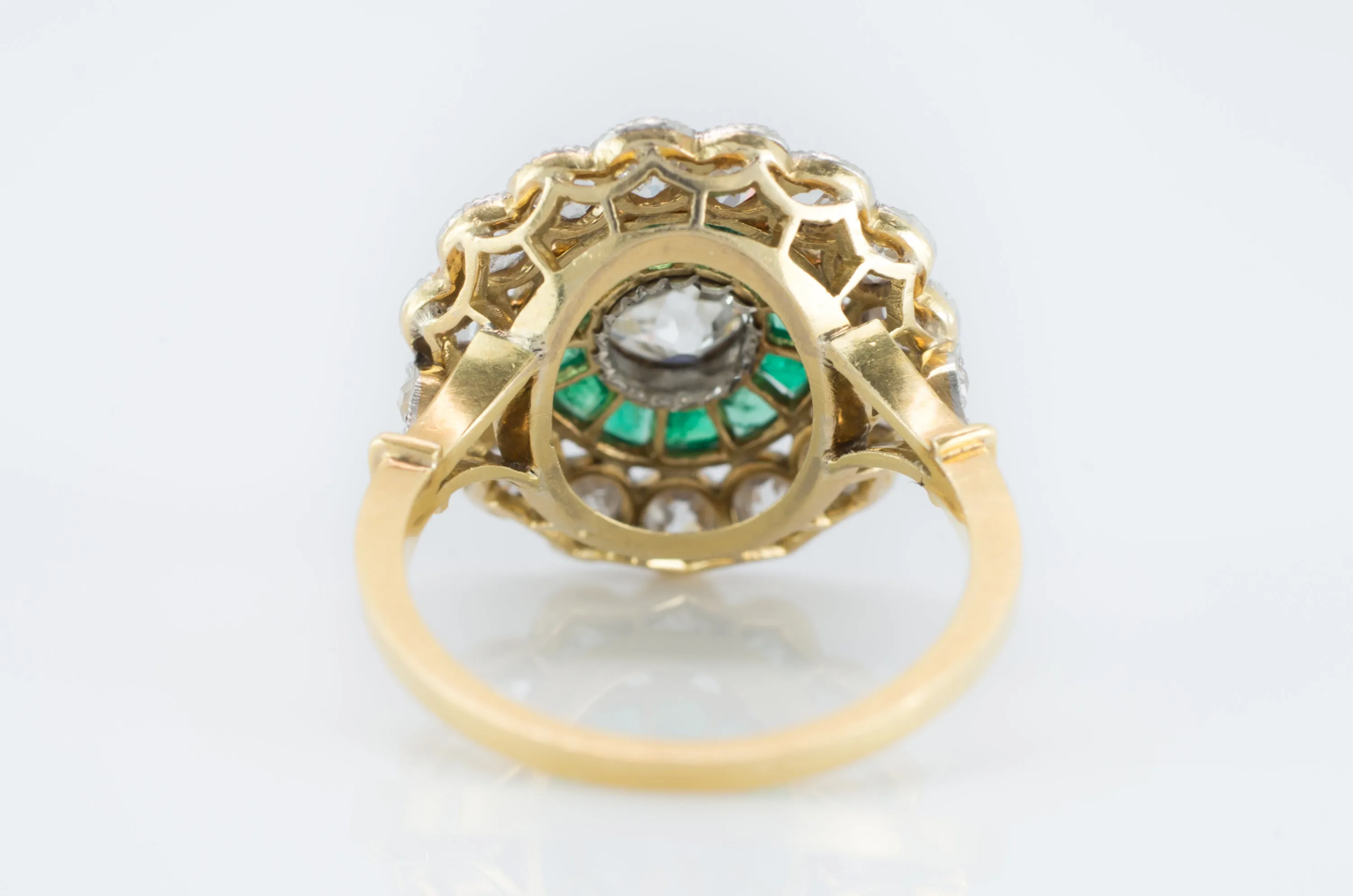 2.9CTW EMERALD AND OLD MINE CUT TARGET RING
