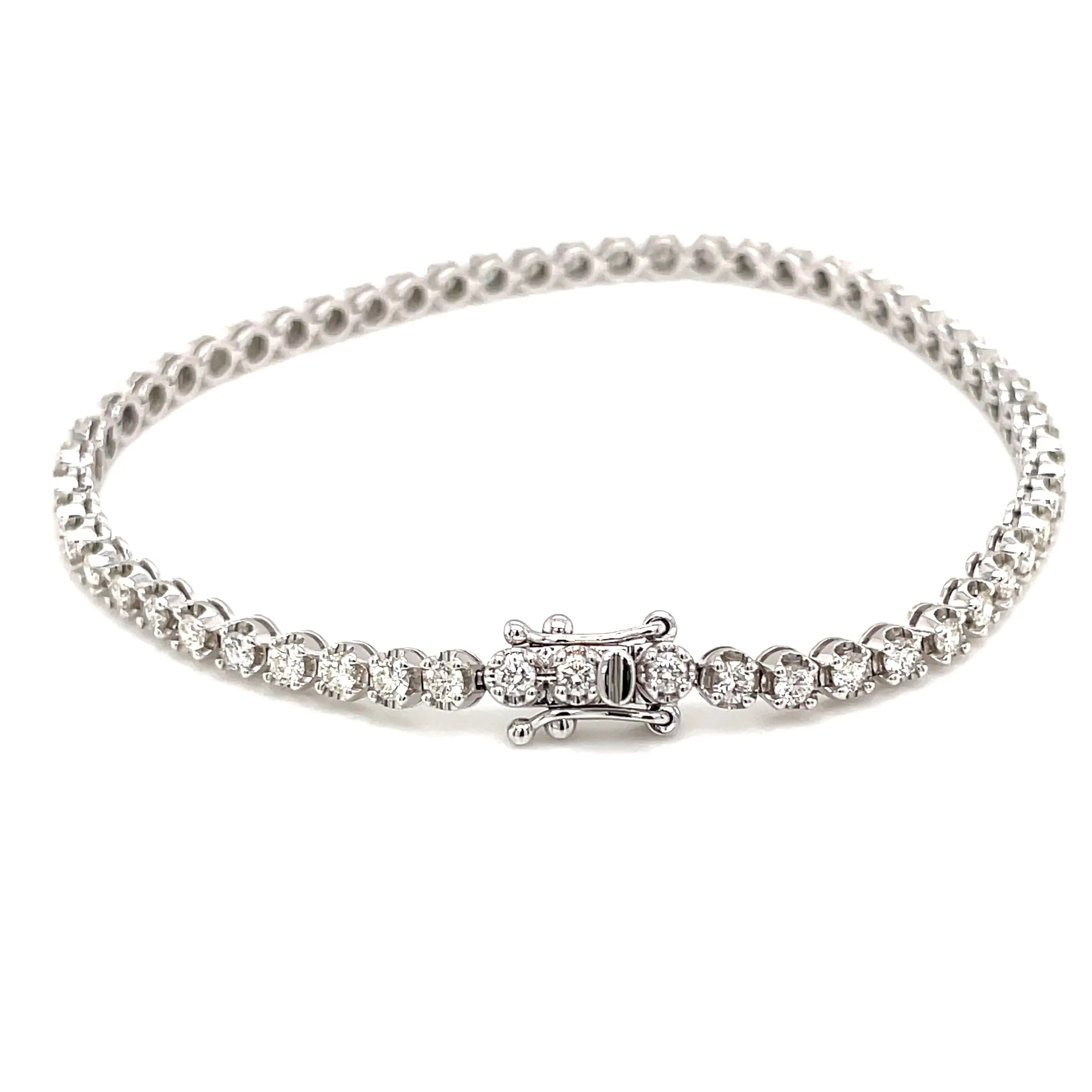 2ct 14k White Gold Round Brilliant Cut Diamond Bracelet