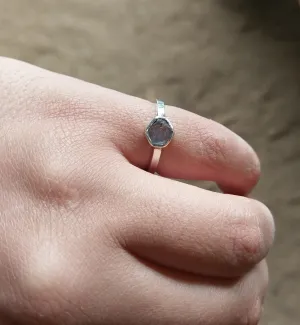 2ct BLUE ROUGH STERLING SILVER RING