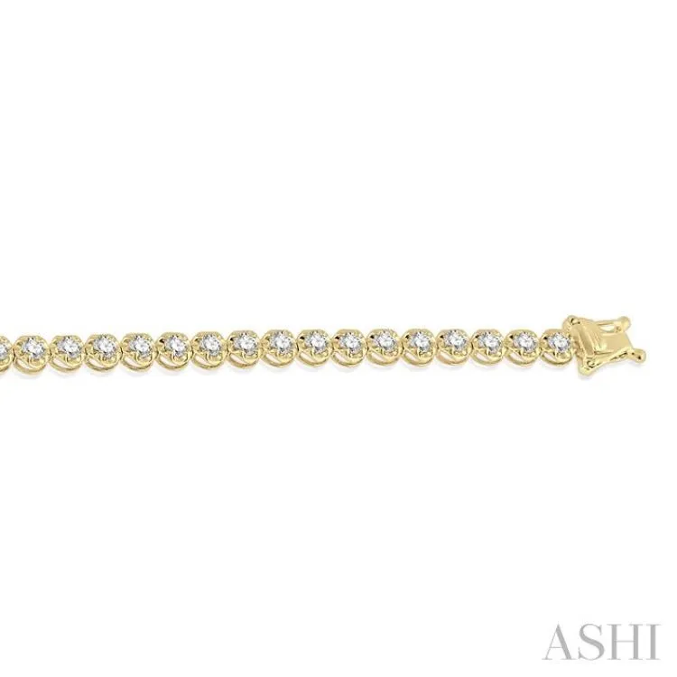 3 ctw Round Cut Diamond Illusion Tennis Bracelet in 14K Yellow Gold