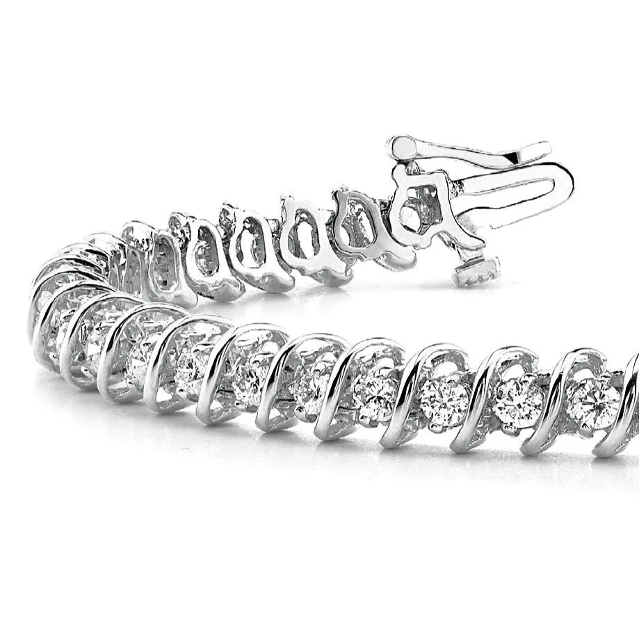 3.0 ctw Round Diamond Tennis Bracelet "S" Bar Style