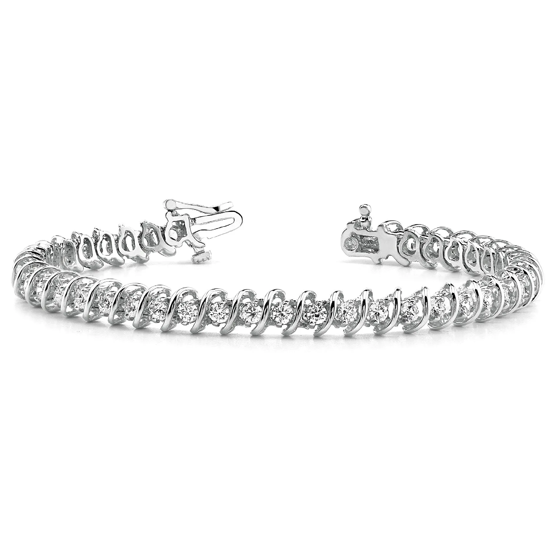 3.0 ctw Round Diamond Tennis Bracelet "S" Bar Style