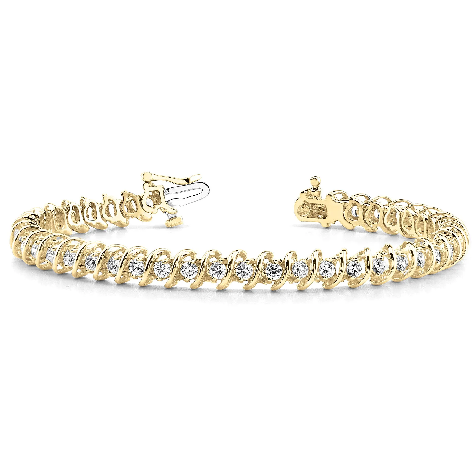 3.0 ctw Round Diamond Tennis Bracelet "S" Bar Style