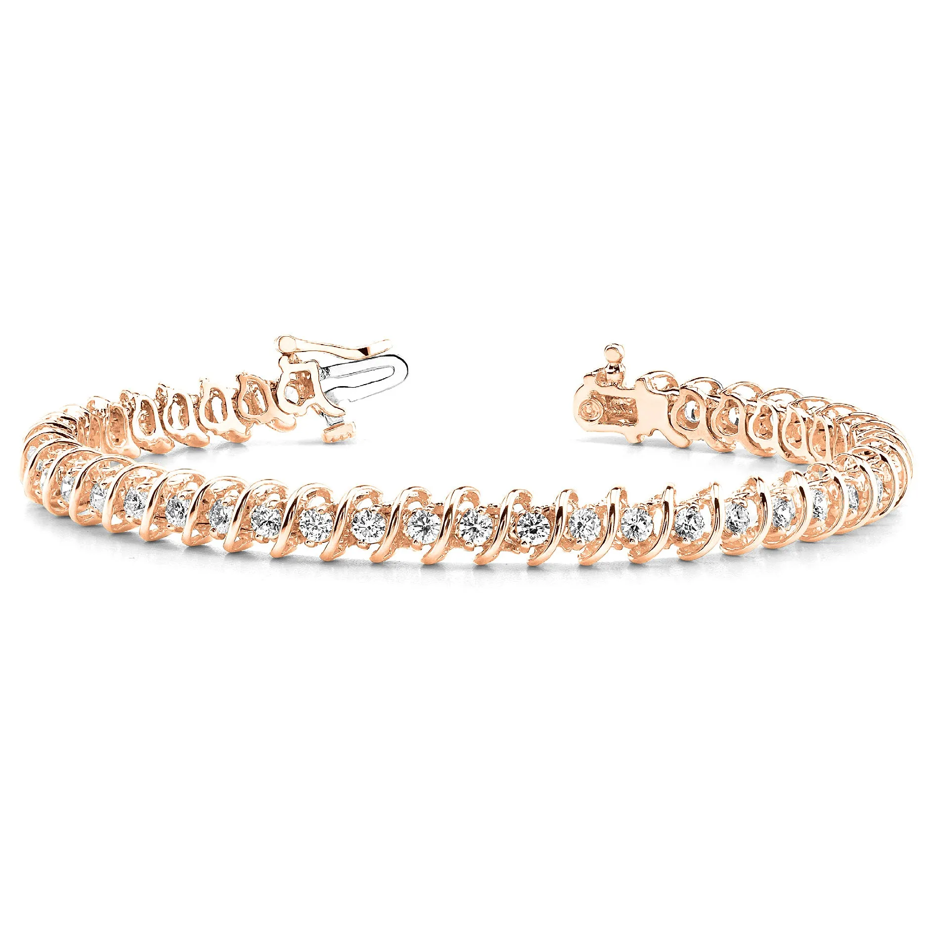 3.0 ctw Round Diamond Tennis Bracelet "S" Bar Style
