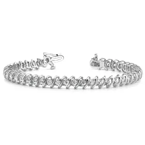 3.0 ctw Round Diamond Tennis Bracelet "S" Bar Style