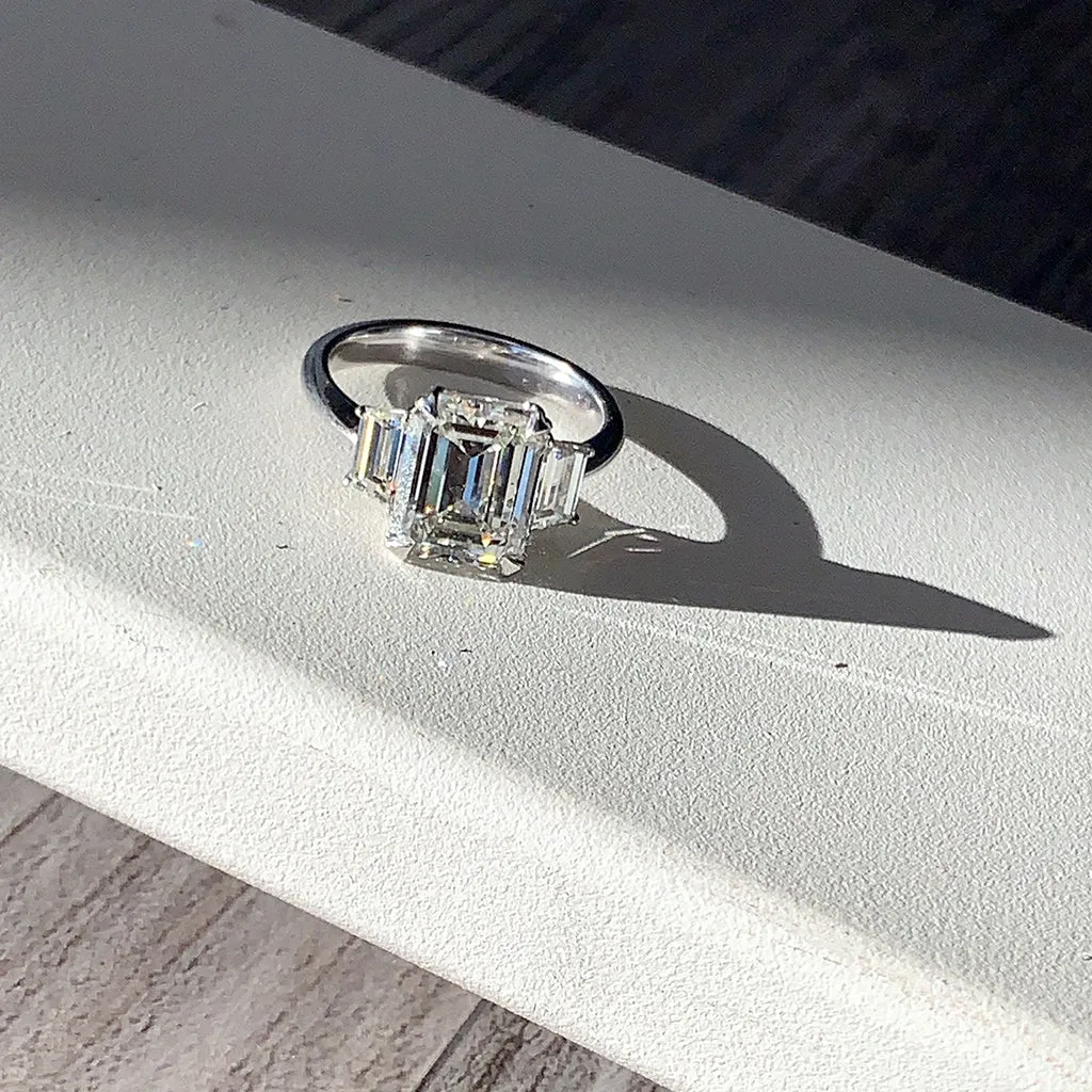 3.63 cttw. Emerald Cut Three-Stone Ring