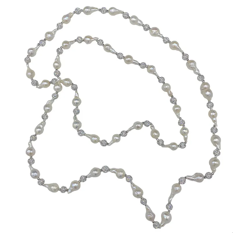 424-01 |WHITE PETITE EDISON PEARL ROPE NECKLACE 46"