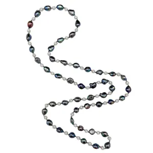 424-10 | BLACK PETITE EDISON PEARL ROPE NECKLACE 46"