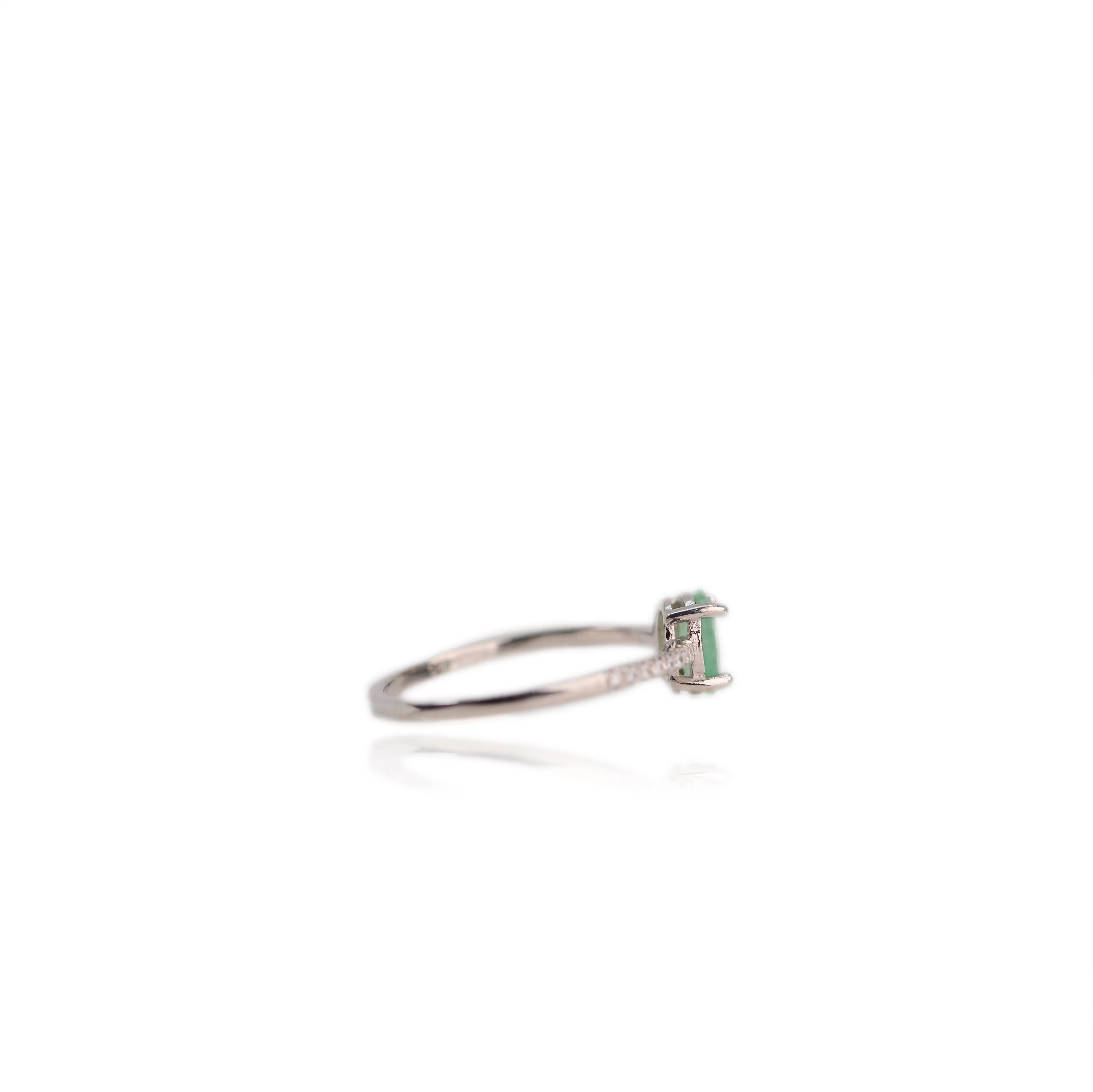 5 x 7 mm. Oval Cut Green Brazilian Emerald with Cz Band Ring