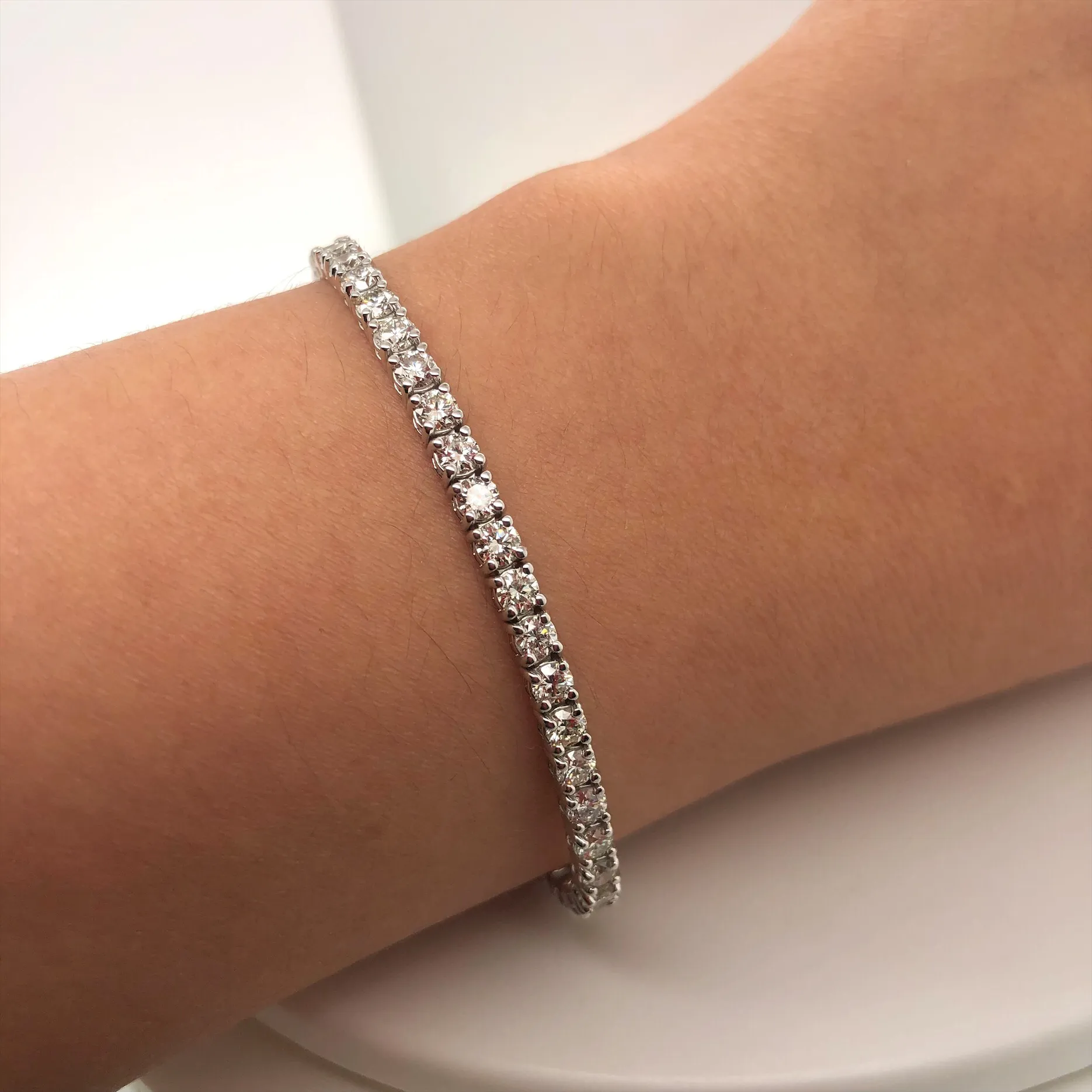 5.00 Carat Natural Diamond Tennis Bracelet G SI 14K White Gold 7'' 53 stones