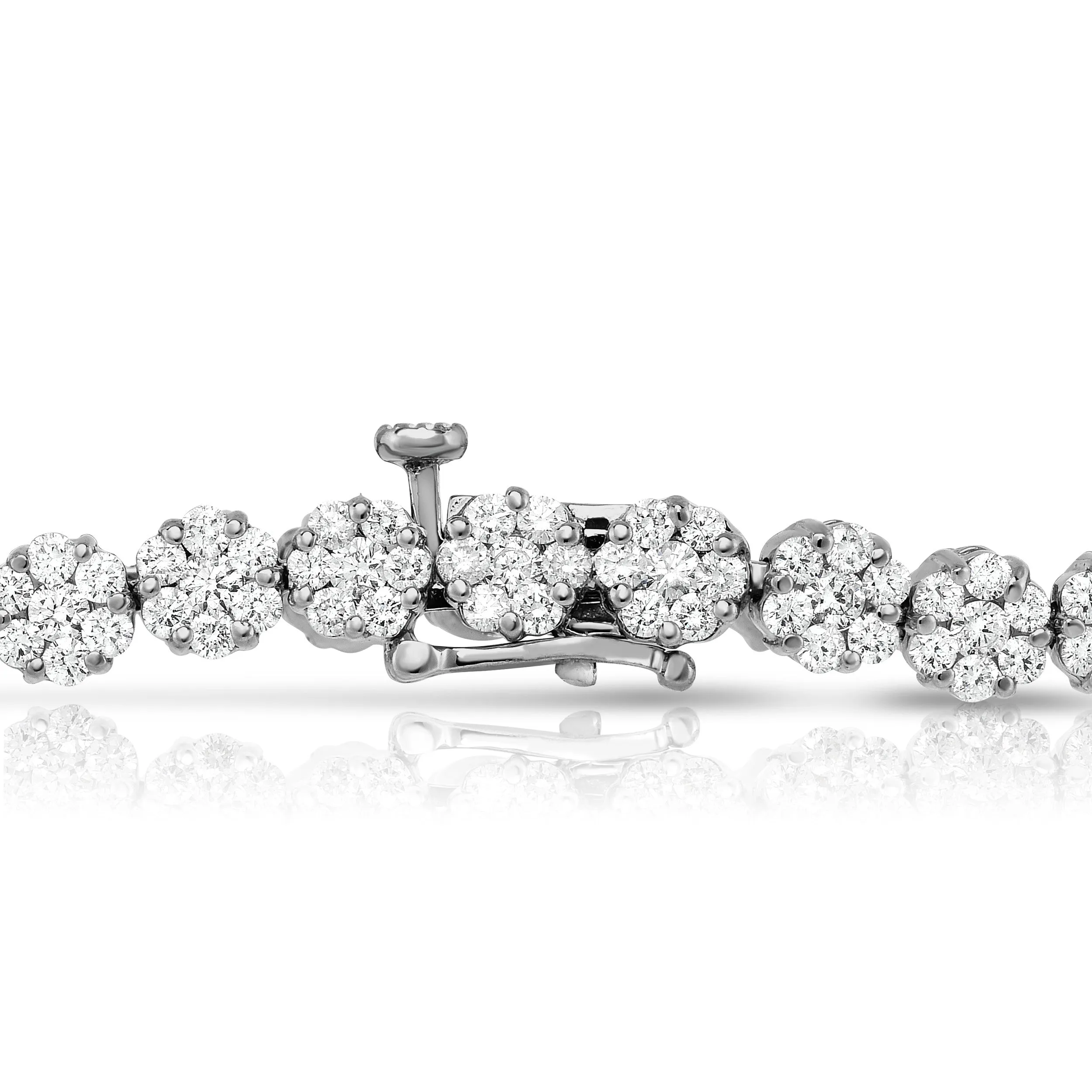 5.00Ct Diamond Flower Cluster Tennis Bracelet in 14K White Gold