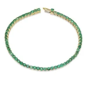5.97 ct. t.w. Emerlad Tennis Bracelet in 14k Yellow Gold
