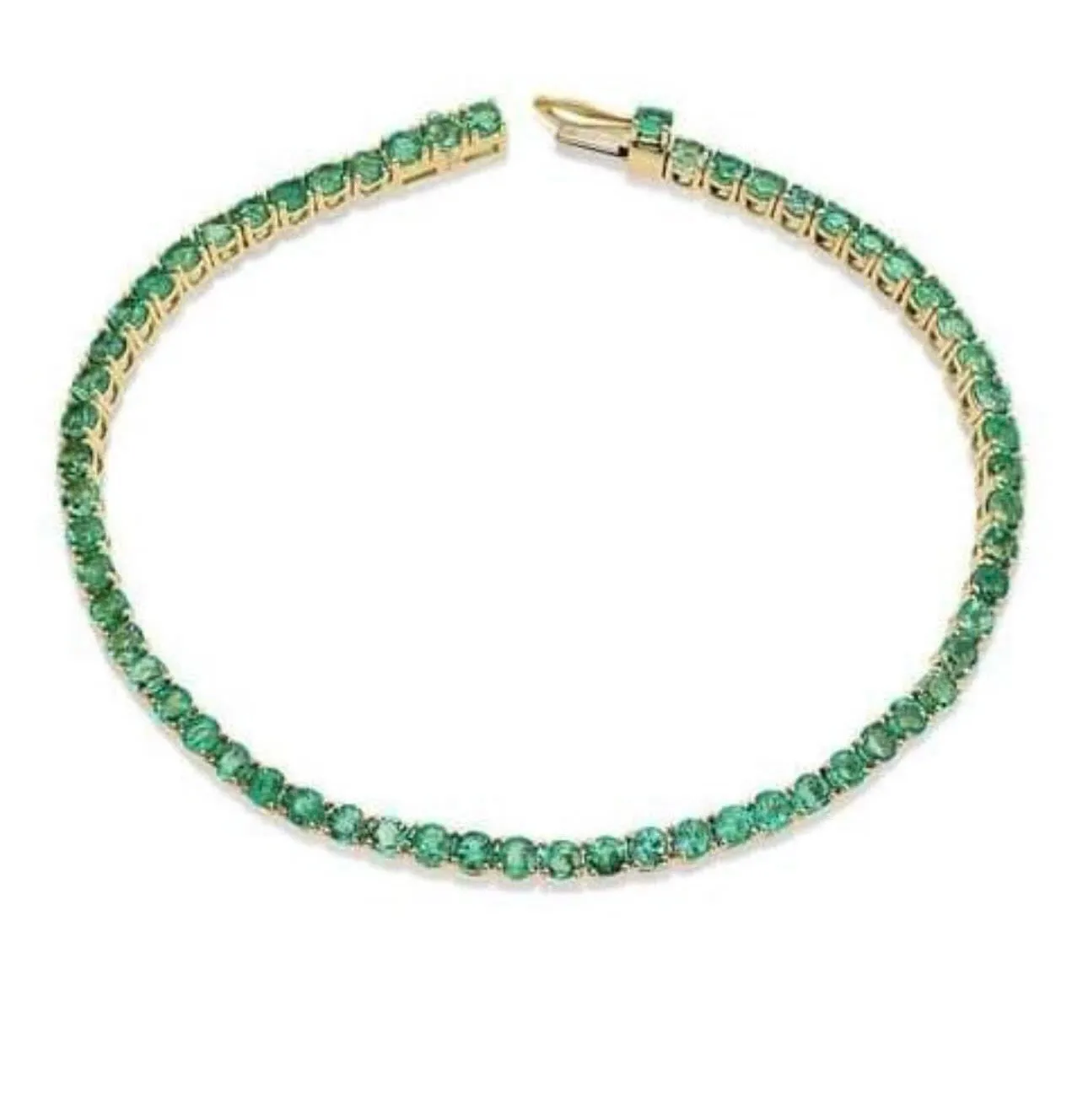 5.97 ct. t.w. Emerlad Tennis Bracelet in 14k Yellow Gold