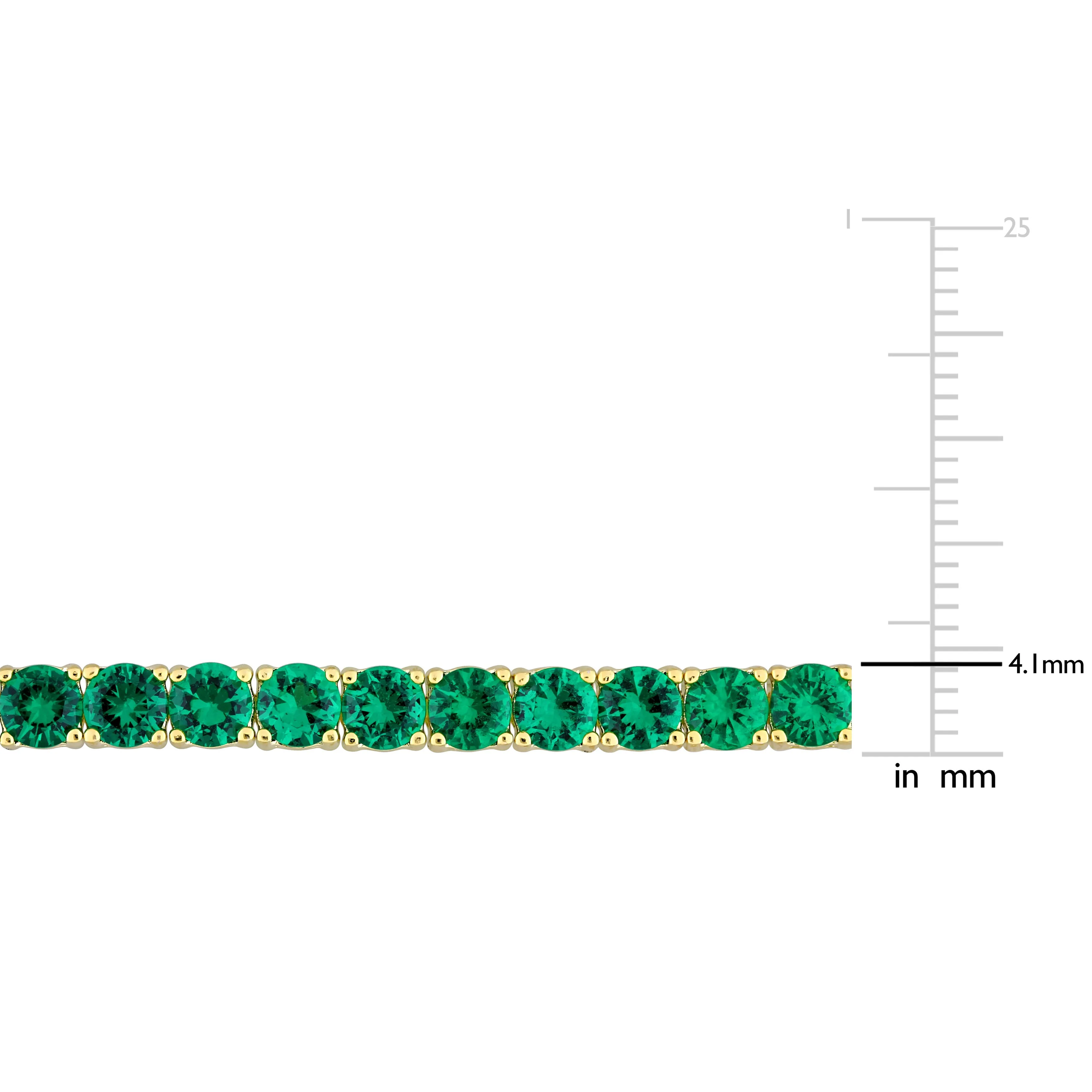 6 CT TGW Green Cubic Zirconia Bracelet Silver Yellow Length 7.5 inch