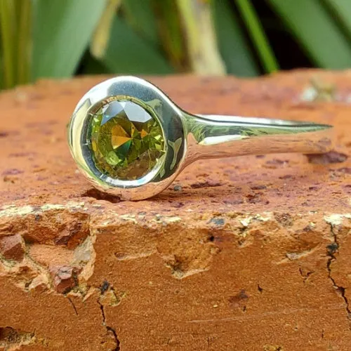 .60ct Golden Wattle Round Cut Sapphire Sterling Silver Ring