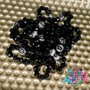 60" Crystal Necklace - Black and Snow Leopard