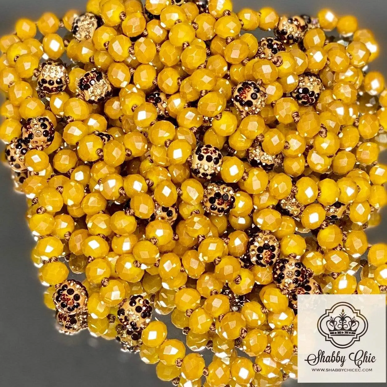 60" Crystal Necklace - Mustard and Leopard