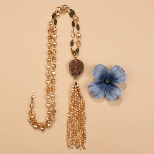 72744 - Natural Stone Necklace - Champagne