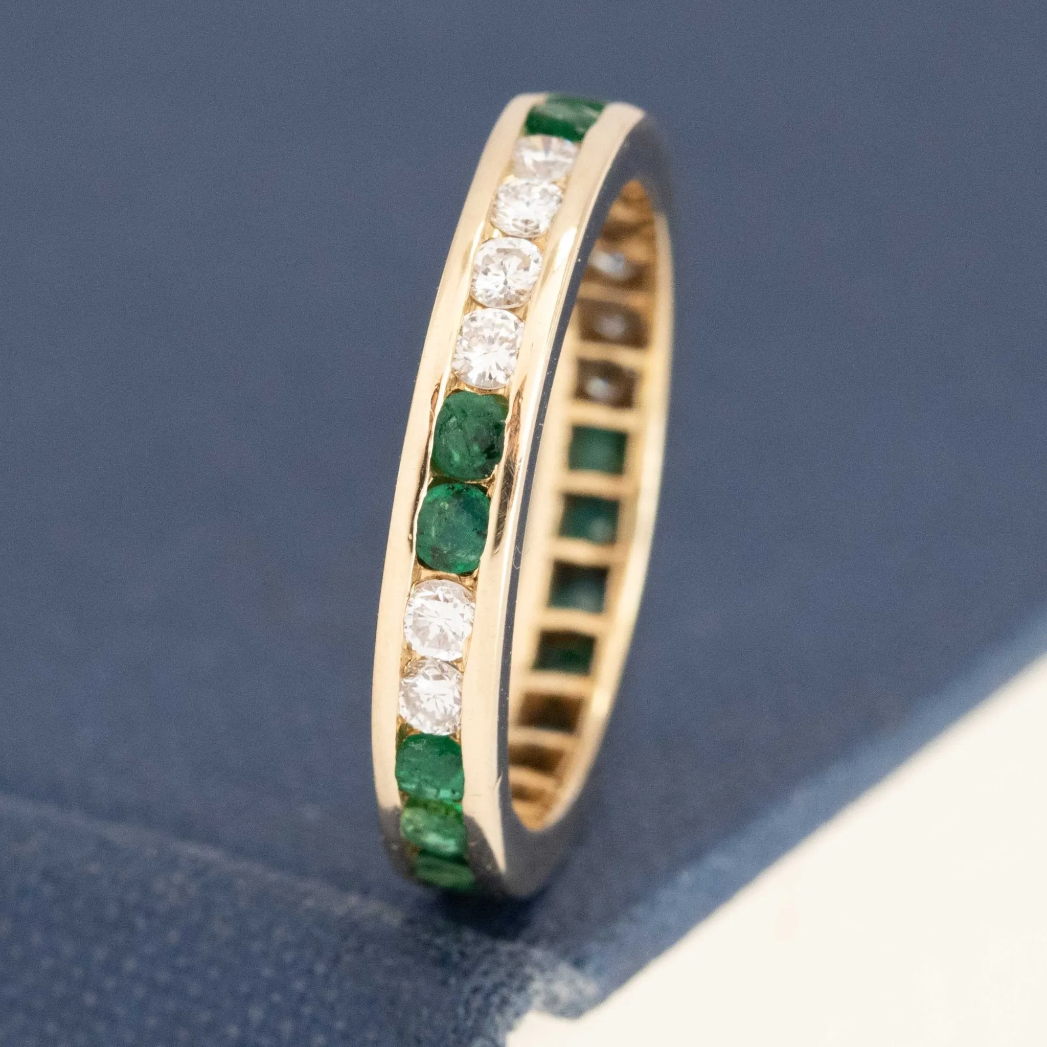 .84ctw Diamond & Emerald Eternity Band