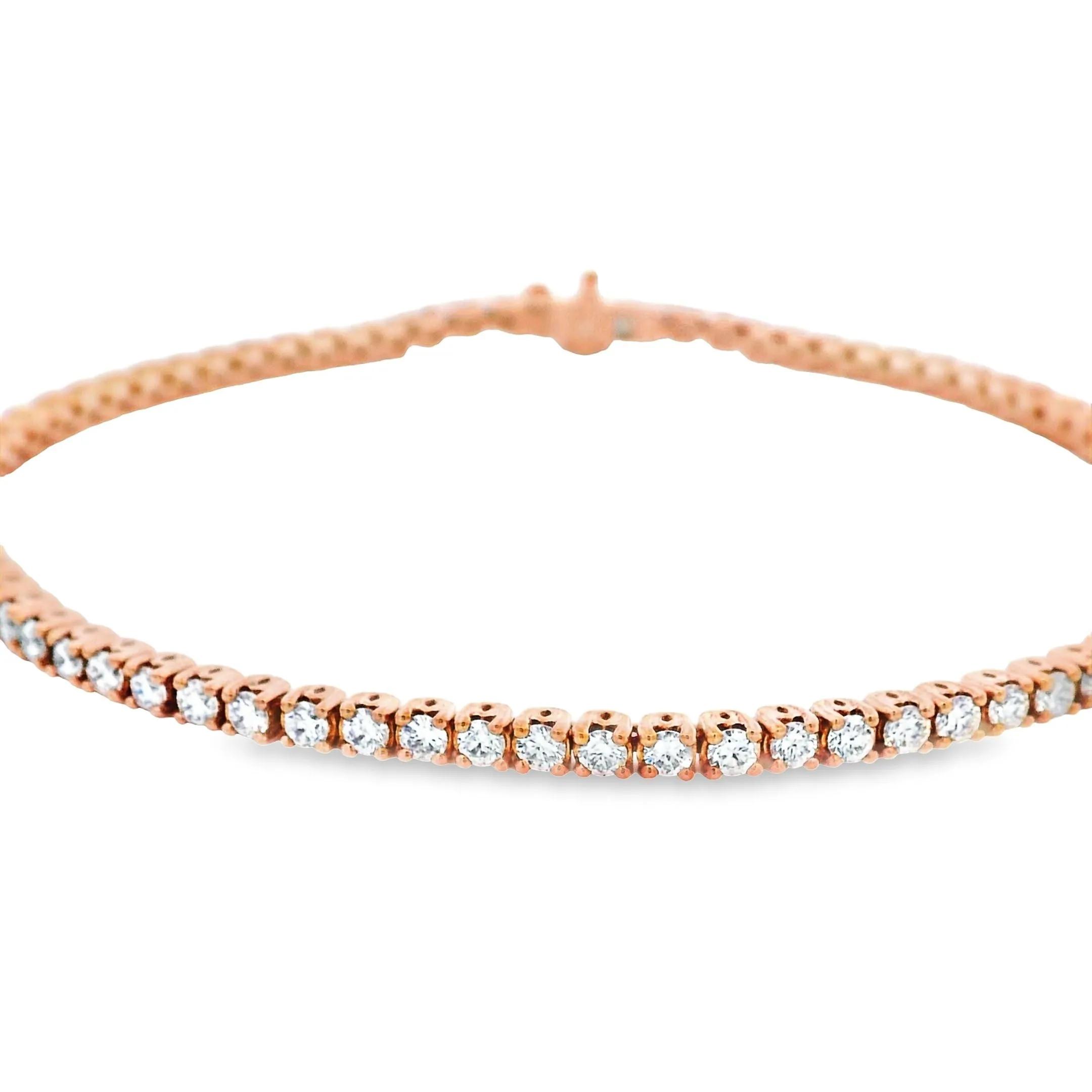 9ct Rose Gold Claw Set Lab Grown Diamond Tennis Bracelet TDW= 2.50ct Approx