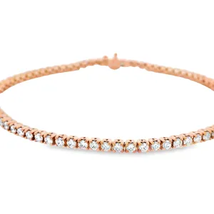 9ct Rose Gold Claw Set Lab Grown Diamond Tennis Bracelet TDW= 2.50ct Approx