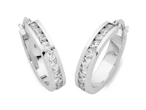 9ct White Gold Silver Infused Cubic Zirconia Earrings