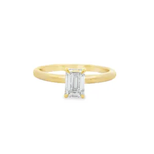 9ct Yellow Gold 0.75ct Emerald Cut Lab Grown Diamond Solitaire Ring