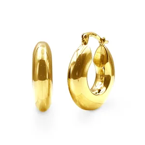 9ct Yellow Gold Silver Infused Thick Open Top Tube Hoop Earrings
