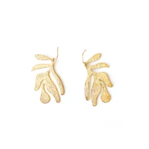 Abstract Leaf Brass Earrings