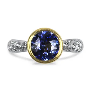 Alex Sepkus Platinum and 18k Yellow Gold Blue Sapphire Martini Ring