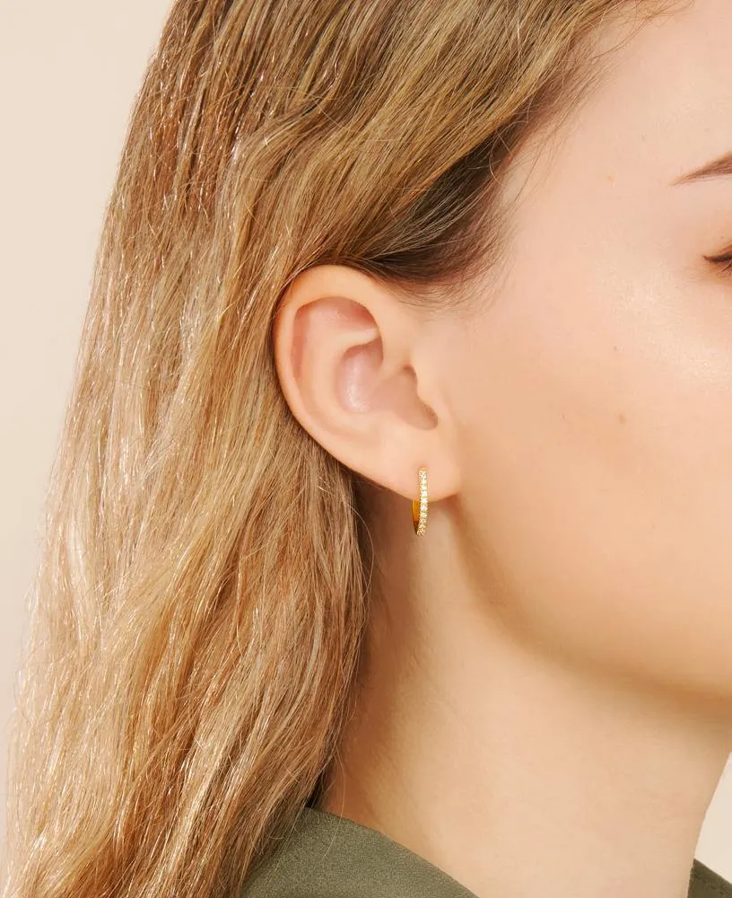 Amélie Classic CZ 14k Gold Hoop Earrings