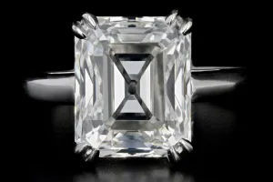 Antique Cut 4.3ct Emerald Diamond Ring GIA Certified