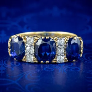 Antique Edwardian Sapphire Diamond and Gold Ring 2.7ct Sapphire With Cert