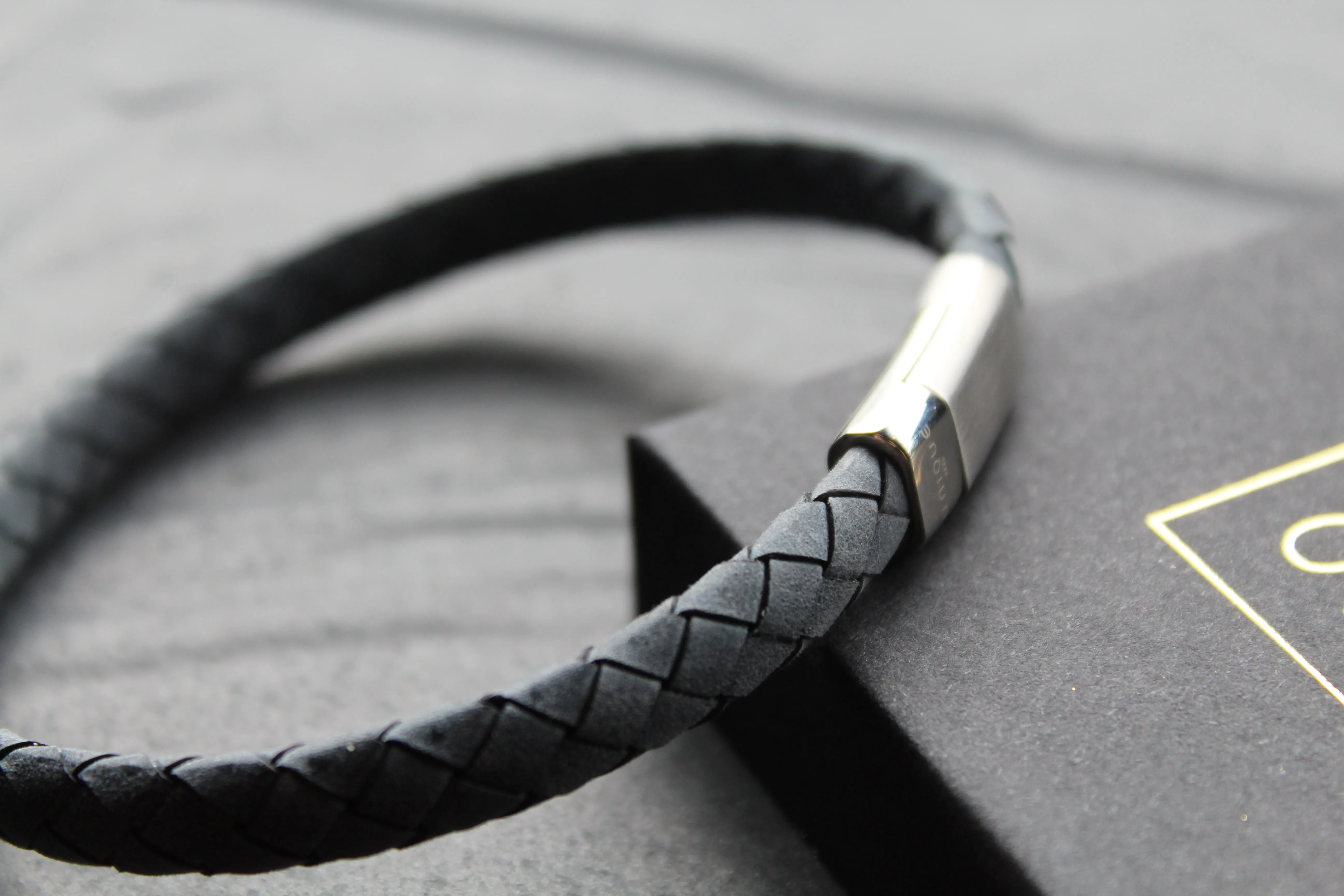 Antique Matte Blue 23cm Leather Bracelet with Matte Polished Clasp